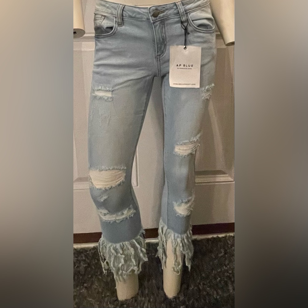 Aphrodite Light Blue Distressed Women Jeans